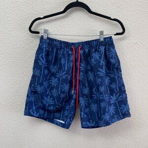 Boys Franks Lined Swim Trunks Swimsuit Lined Palm Trees Blue Color Large